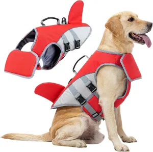 HEYWEAN Dog Life Jacket for Swimming Boating High Buoyancy Adjustable Dog Life Vest with Reflective Strips Rescue Handle Secure Fit Floating Swim Vest for Small Medium Large Dogs (Red, Small)
