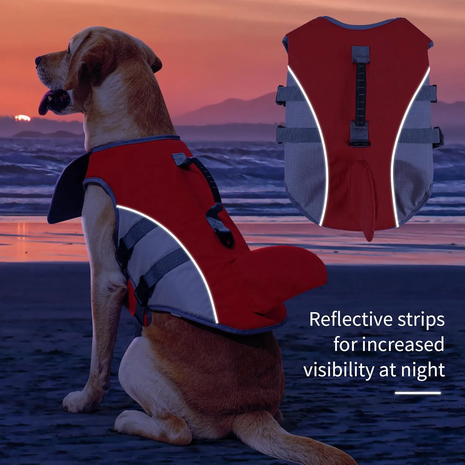 HEYWEAN Dog Life Jacket for Swimming Boating High Buoyancy Adjustable Dog Life Vest with Reflective Strips Rescue Handle Secure Fit Floating Swim Vest for Small Medium Large Dogs (Red, Small)