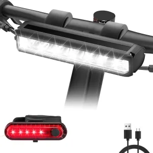 High Lumens Super Bright Bike Light for Night Riding, USB Rechargeable Bicycle Headlight, Waterproof Bike Headlight, Waterproof Bike Headlight and Taillight, MTB Off-Road Cycling Commuting