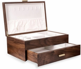 High-end Solid Wood Jewelry Storage Box Ladies Retro Wooden Necklace Jewelry Bracelet Watch Display Box Handmade Wedding Birthday Anniversary Jewelry Collection Box(Double Layer)