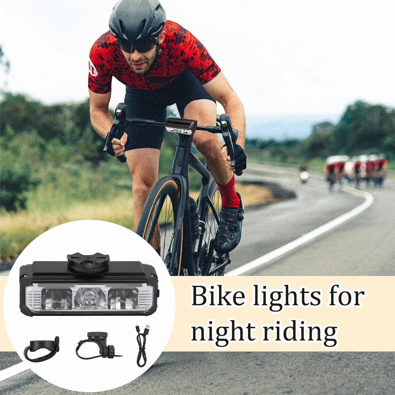 High Lumens Bike Light - 1000 Lumens Powerful Bicycles Front Headlight - Waterproof 7 Modes Rechargeable Sports & Outdoors Accessories for Road, Mountain, Night Riding