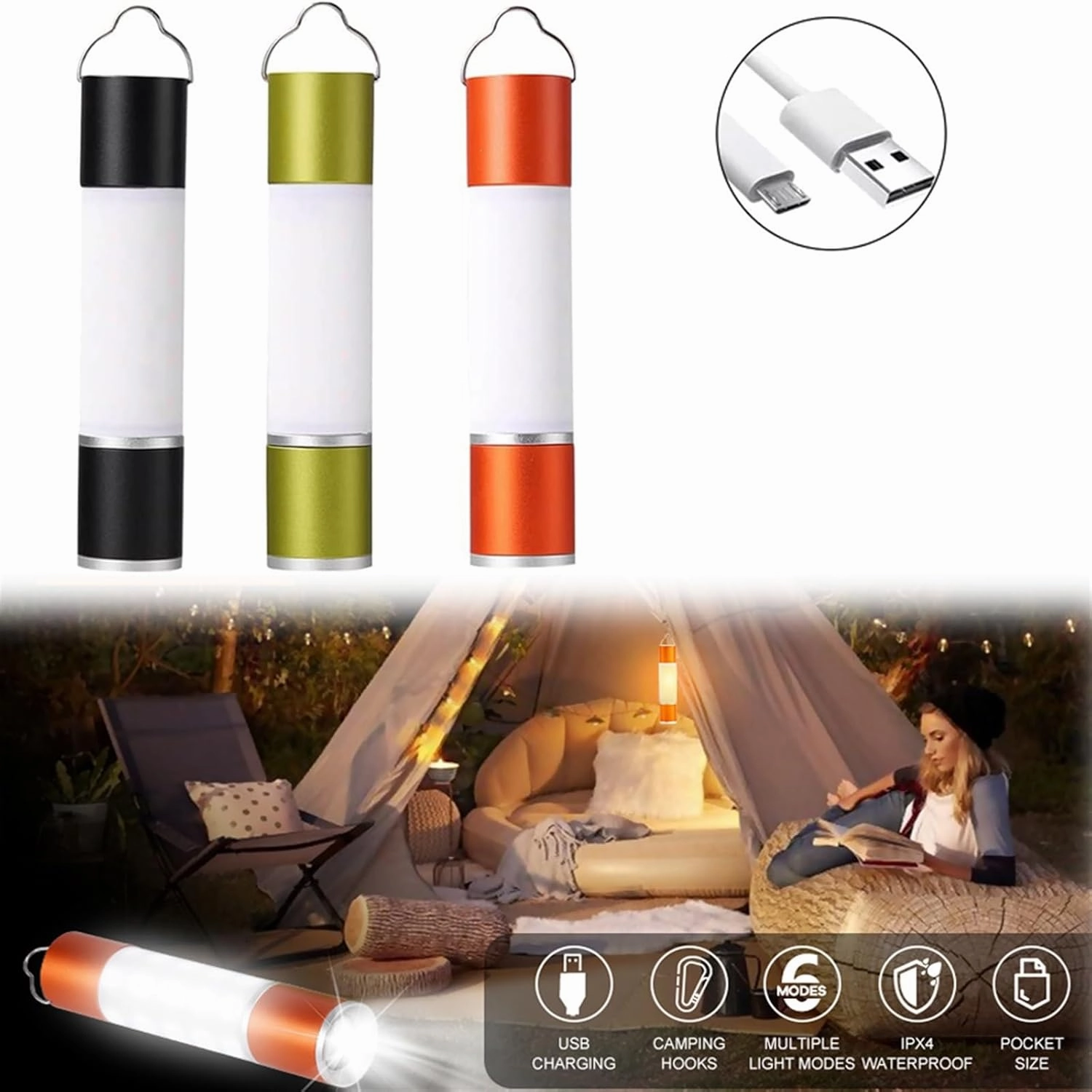 High Power Flashlights USB Rechargeable Zoom LED Torch Light for Outdoor Lighting Camping Fish Work Light Mini Flashlight(Set-Black)
