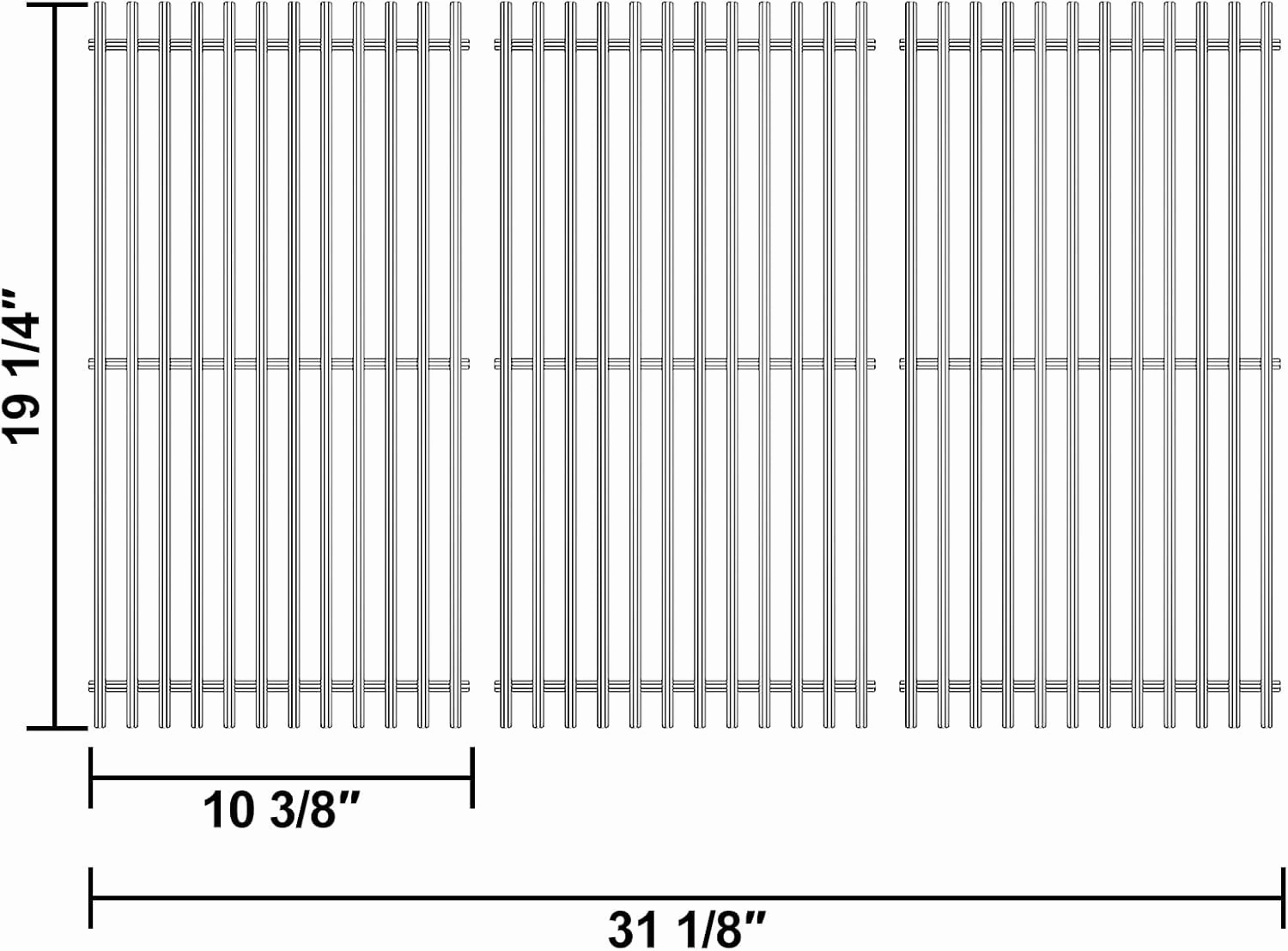 Hisencn 19 1/4" Cooking Grid for Jenn Air 720-0337, Brinkmann 810-8501, Charmglow 720-0125, Replacement for Nexgrill 720-0337, 720-0025, Ducane 30400042, 30400043, Stainless Steel, 3 Pack