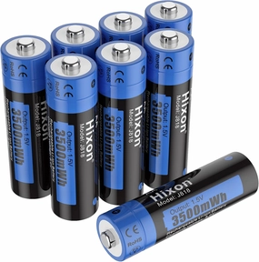 Hixon 1.5V AA Rechargeable Batteries, 3500mWh High-Capacity Rechargeable Lithium AA Batteries,8 Counts Double AA Li-ion Battery 1600 Cycles,3A Max Output Current(Battery Only)