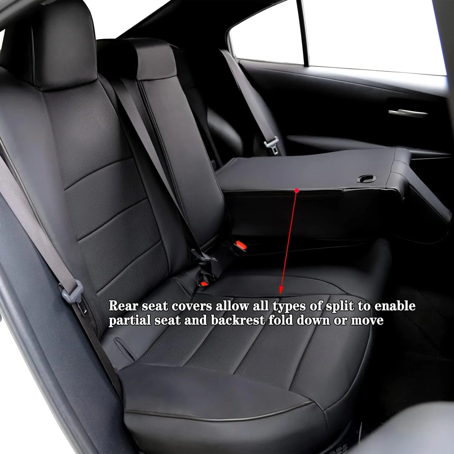 HKZ Fit Corolla Car Seat Cover Full Set for 2014 2015 2016 2017 2018 2019 Toyota Corolla L LE LE Eco XLE Sedan - Faux Leather (Black)