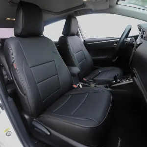 HKZ Fit Corolla Car Seat Cover Full Set for 2014 2015 2016 2017 2018 2019 Toyota Corolla L LE LE Eco XLE Sedan - Faux Leather (Black)