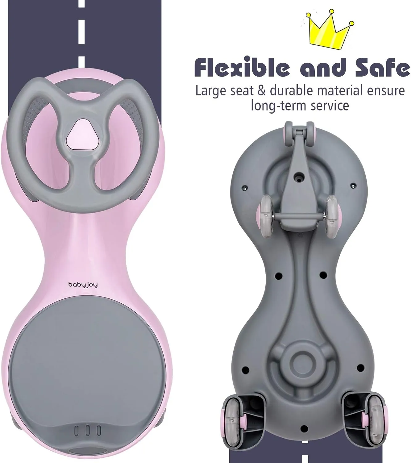 HOMGX Wiggle Car Ride On Toy, Swing Car with LED Flashing Wheels, Zig Zag Ride On Car - No Batteries, Gears or Pedals, Swivel Car Uses Twist & Turn, Plasma Car for Kids Ages 2  (Pink)