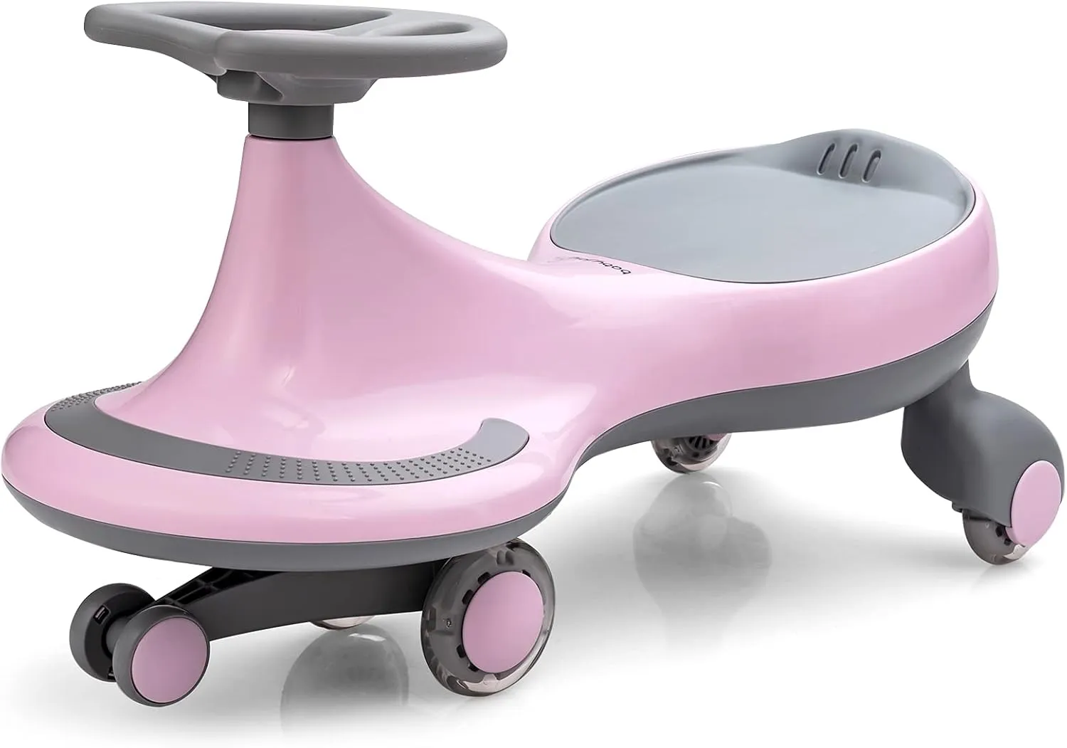 HOMGX Wiggle Car Ride On Toy, Swing Car with LED Flashing Wheels, Zig Zag Ride On Car - No Batteries, Gears or Pedals, Swivel Car Uses Twist & Turn, Plasma Car for Kids Ages 2  (Pink)