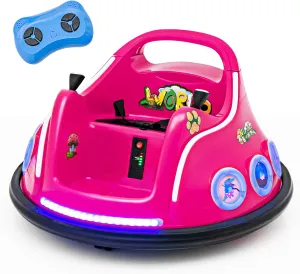 HONEY JOY 12V Toddler Bumper Car, Battery Powered Baby Ride on Bumper Car, Dual Joysticks, Flashing LED Light & Music, Electric Vehicle Ride on Toys w/Remote Control, Gift for Boys Girls (Pink)