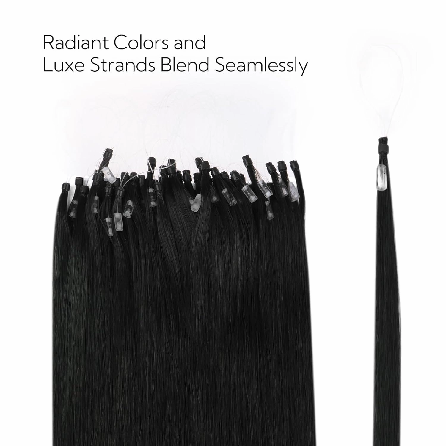 HOTBANANA Micro Ring Hair Extensions, 16 inch 50g 50s Jet Black Micro Beads Link Straight Real Human Hair Extensions