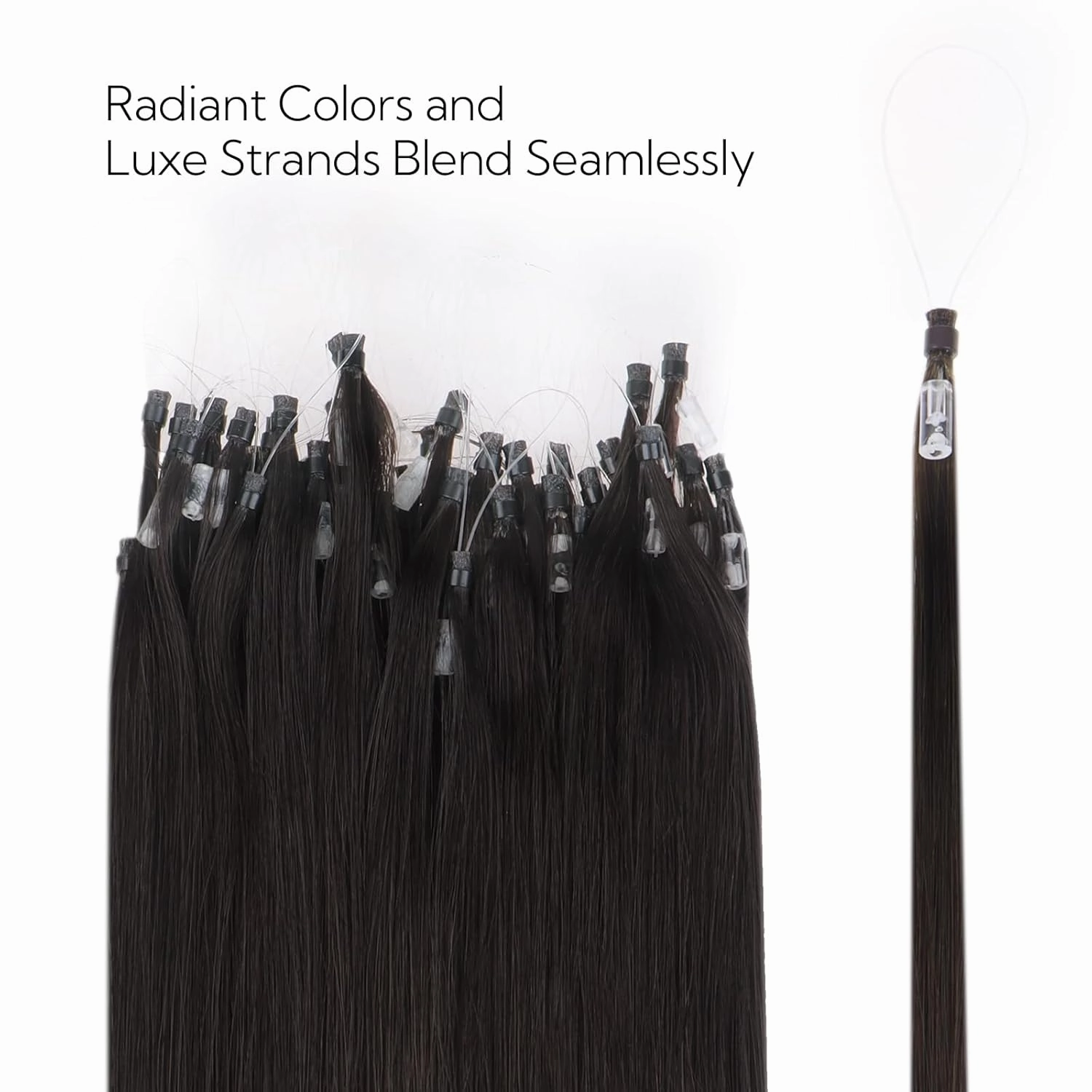 HOTBANANA Micro Ring Hair Extensions Human Hair, 16 Inch 50g 50s Dark Brown to Chestnut Brown and Dirty Blonde Beads Real Human Hair Extensions Straight Link Loop Hair Extensions