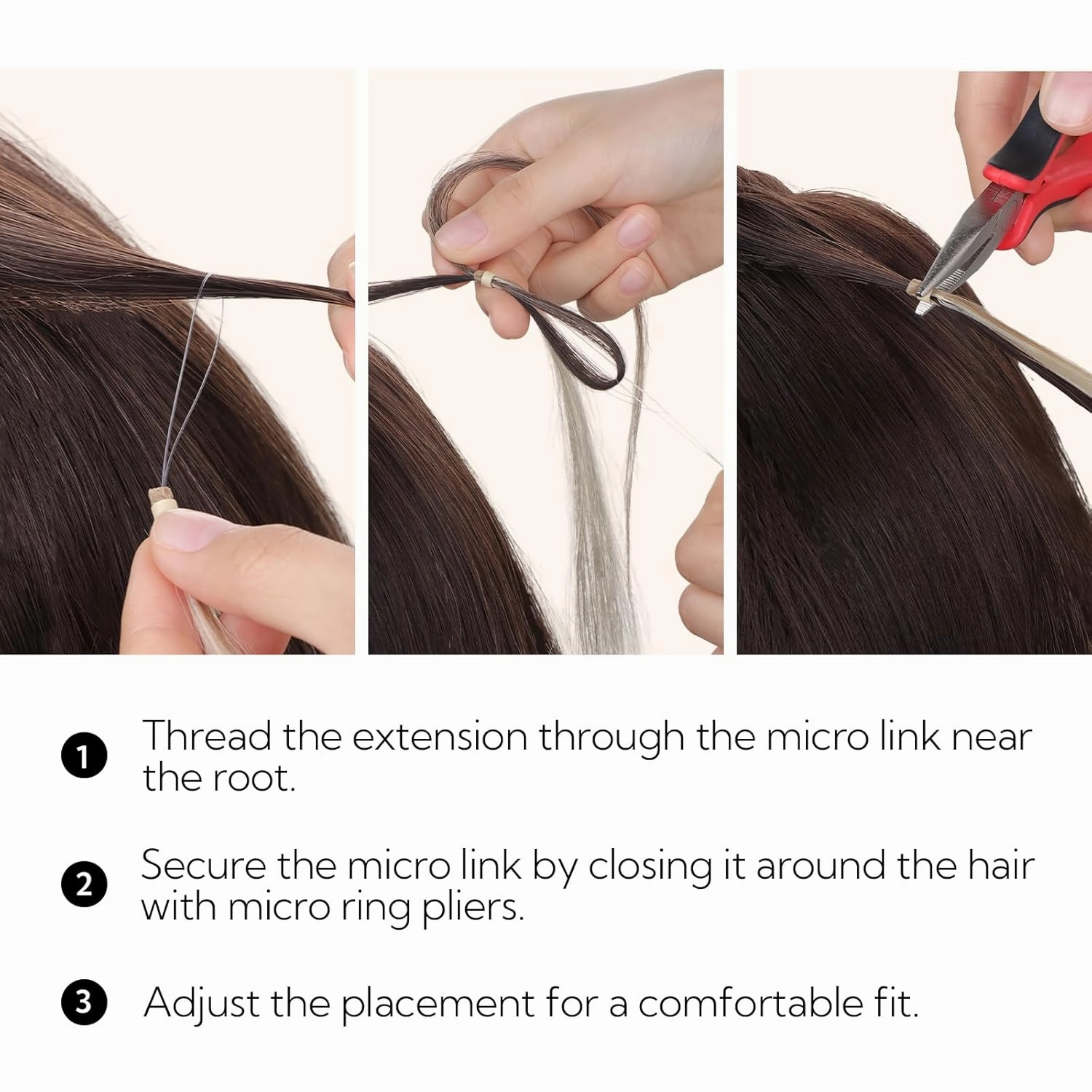 HOTBANANA Micro Ring Hair Extensions Human Hair, 16 Inch 50g 50s Dark Brown to Chestnut Brown and Dirty Blonde Beads Real Human Hair Extensions Straight Link Loop Hair Extensions