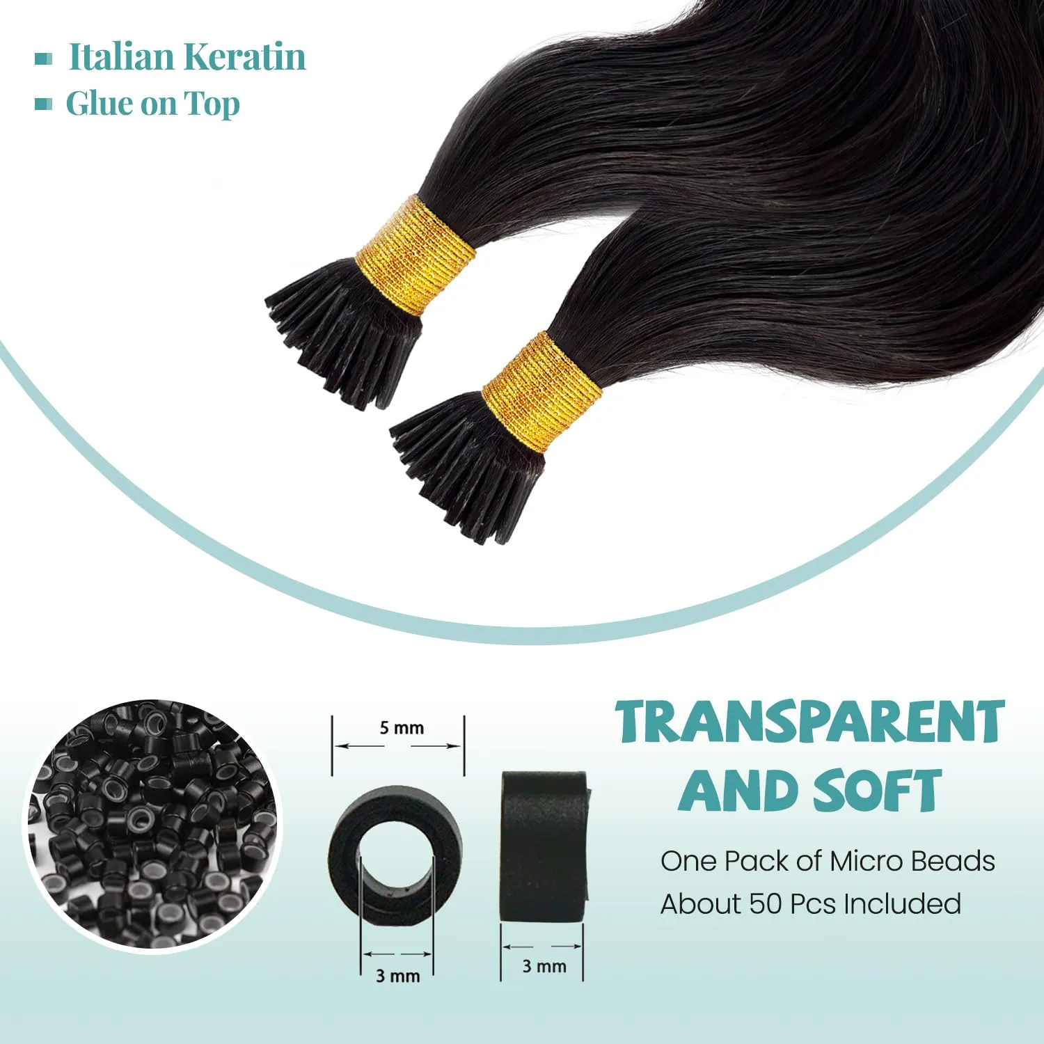 I Tip Hair Extensions Body Wave Keratin Tip Extensions Real Human Hair 18 Inch Natural Black Body Wave I Tip Human Hair Extension Cold Fusion Remy Hair I Tips for Black Women 50 Strands 50Grams