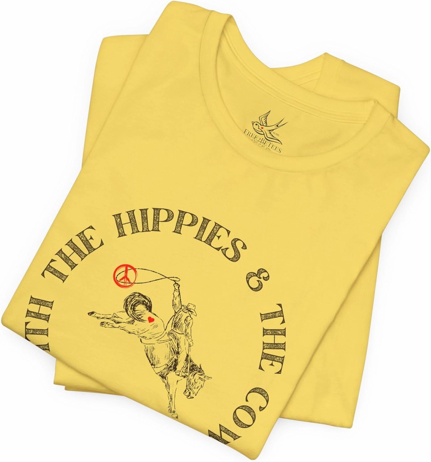 I'm with The Hippies & The Cowboys T-Shirt: Western Country Concert T-Shirt, Hippies & Cowboys Rodeo Tee, All Ages Top