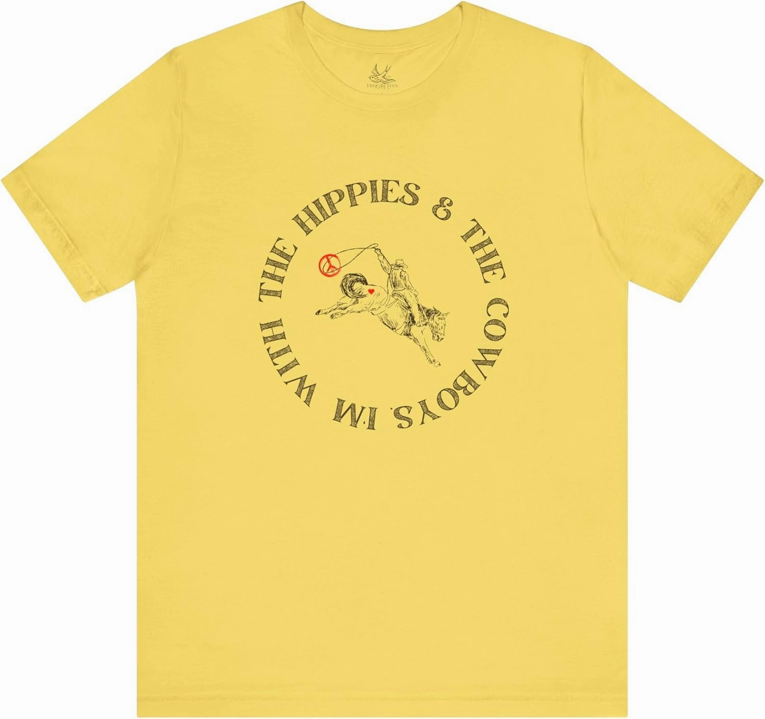 I'm with The Hippies & The Cowboys T-Shirt: Western Country Concert T-Shirt, Hippies & Cowboys Rodeo Tee, All Ages Top
