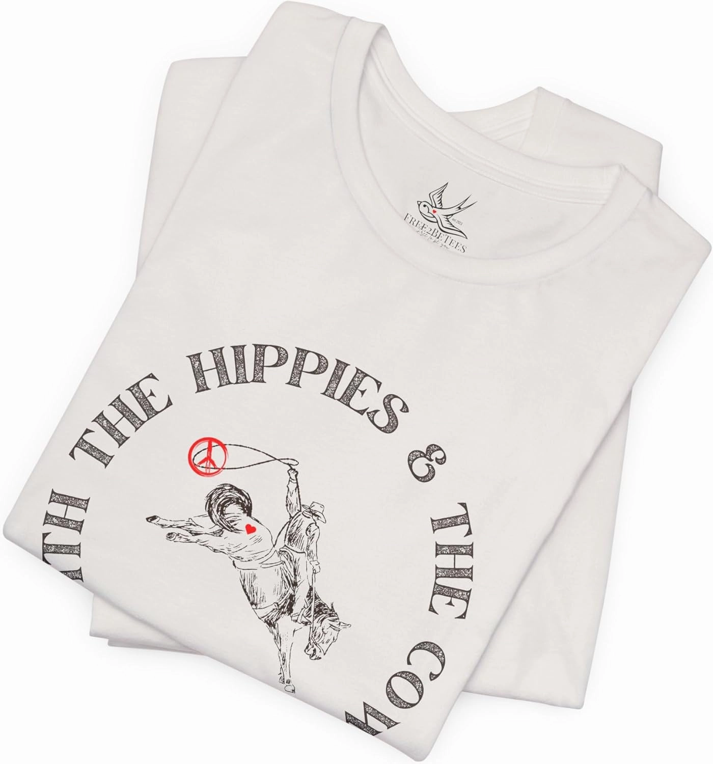I'm with The Hippies & The Cowboys T-Shirt: Western Country Concert T-Shirt, Hippies & Cowboys Rodeo Tee, All Ages Top