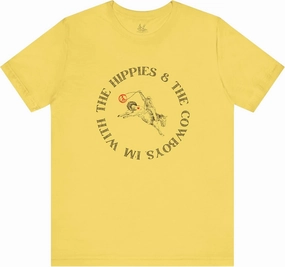 I'm with The Hippies & The Cowboys T-Shirt: Western Country Concert T-Shirt, Hippies & Cowboys Rodeo Tee, All Ages Top