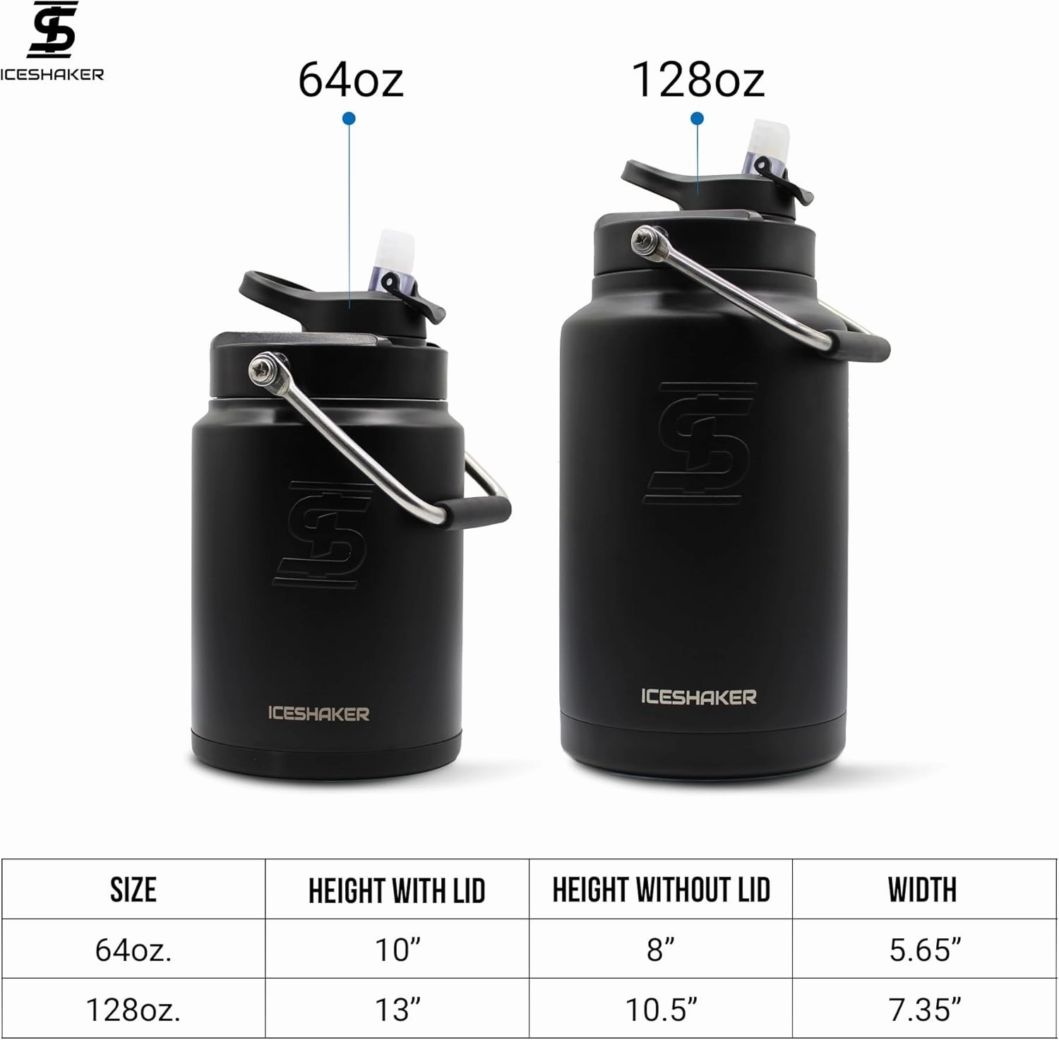 Ice Shaker Insulated Stainless Steel Half Gallon Water Jug | 64 oz, Dragon Green | Stays Cold for 60  Hours | Multi-purpose lid | Odor-Free Outdoor Water Jug for Sports, Camping, Hiking, Working Out