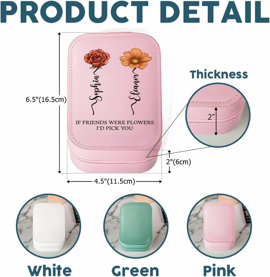 If Friends Were Flowers, I'd Pick You - Personalized Birth Month Flower Makeup Bag with LED Mirror, Custom Name Travel Organizer Case, Gifts for Women, Wife, or Mother