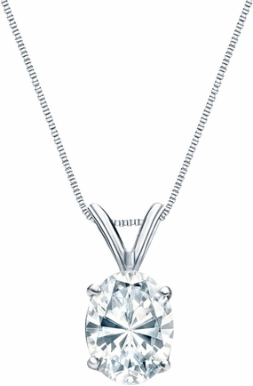 IGI Certified 14k White Gold 4-Prong Basket Oval-Cut Diamond Solitaire Pendant (3/4 cttw, G-H, VS2-SI1)