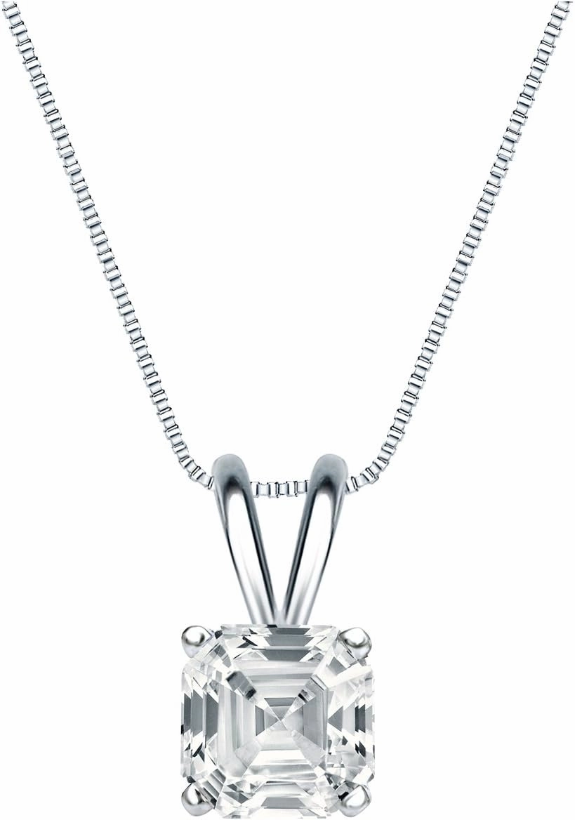 IGI Certified Platinum 4-Prong Basket Asscher-Cut Diamond Solitaire Pendant (1 cttw, G-H, SI1-SI2)