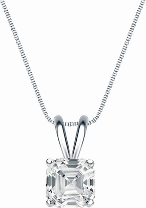 IGI Certified Platinum 4-Prong Basket Asscher-Cut Diamond Solitaire Pendant (3/4 cttw, G-H, VS2-SI1)