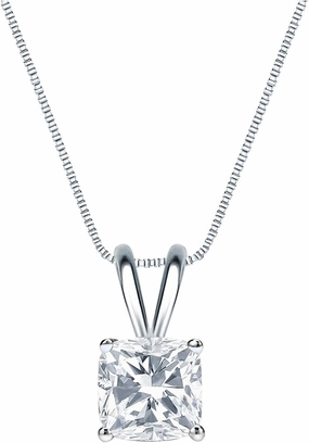 IGI Certified Platinum 4-Prong Basket Cushion-Cut Diamond Solitaire Pendant (3/4 cttw, G-H, VS2-SI1)