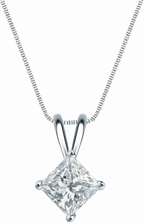 IGI Certified Platinum 4-Prong Basket Princess-Cut Diamond Pendant (3/4 cttw, H-I, I1-I2)