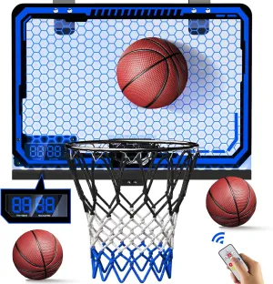 Indoor Basketball Hoop for Kids 3-10,Mini Basketball Hoop with Remote RGB and LED Light Scoreboard,Boys Toys Age 5-7 Years Old,Birthday Gift Idea for Boys Ages 3 4 5 6 7 8 9 10