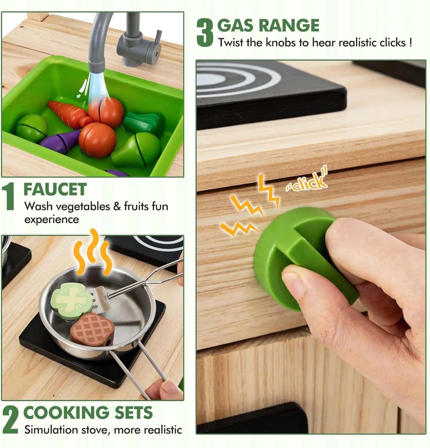 INFANS Mud Kitchen, Outdoor Play Kitchen with Awning Faucet Stoves Removable Sink Cooking Accessories Wooden Kids Kitchen Playset Backyard Garden Toys Gift for Boys Girls Ages 3 