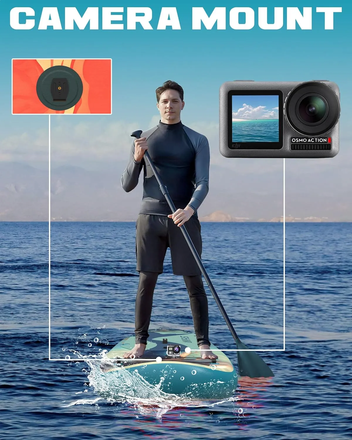 Inflatable Stand Up Paddle Boards - Extra Wide Fishing Paddleboard,Cool Design,Ultra Stable Standup SUP,15 D-Rings,5 Handles, Camera Mount,100L Backpack,10L Dry Bag, Youth/Adults