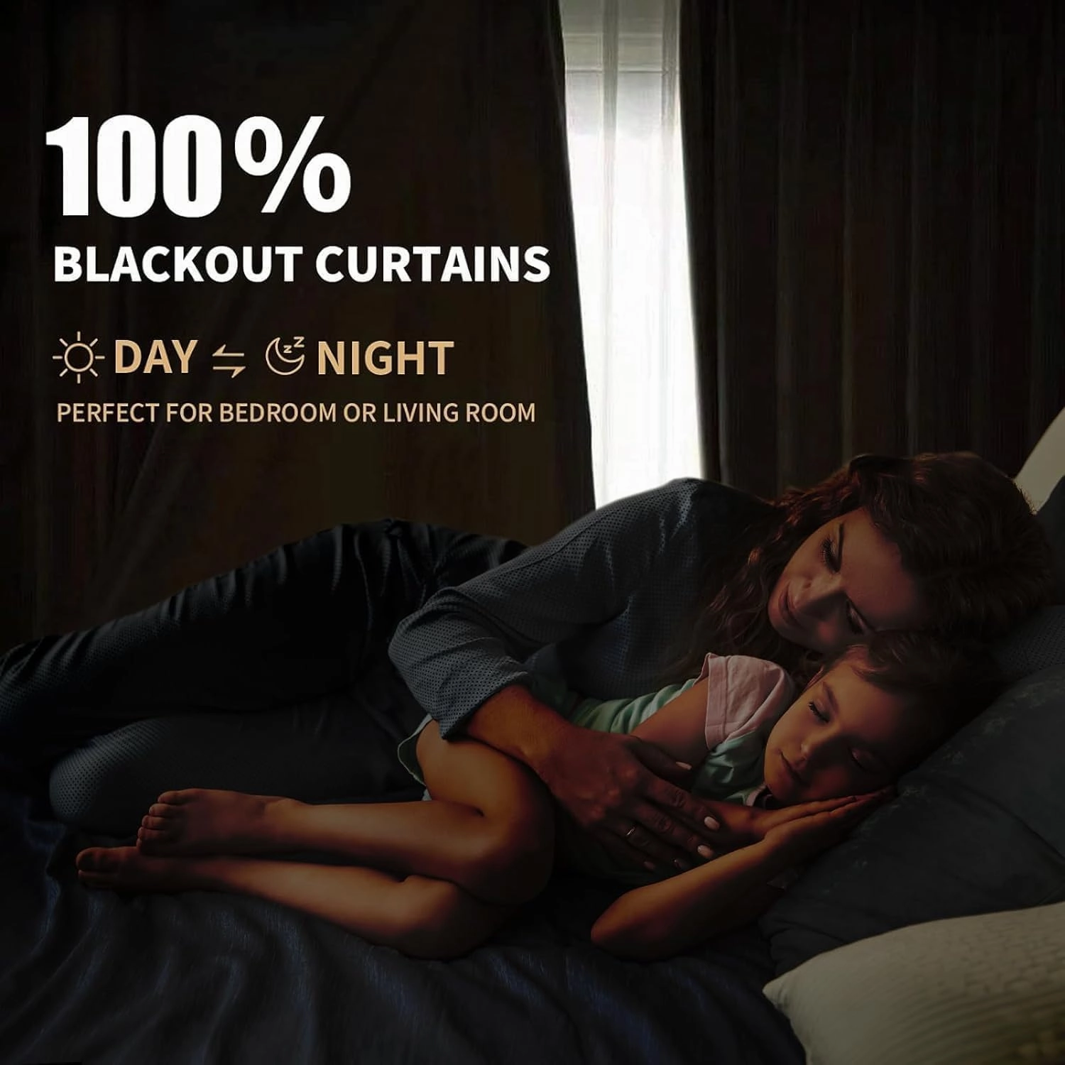 INOVADAY 100% Blackout Curtains for Bedroom, Black Out Curtains 84 Inch Long, Clip Rings Linen Blackout Drapes, Thermal Insulated Room Darkening for Living Room, 2 Panels - Beige,W50xL84