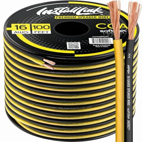 Install Link 16 AWG Gauge Speaker Wire Cable Stereo, Car or Home Theater, CCA (100 Feet)
