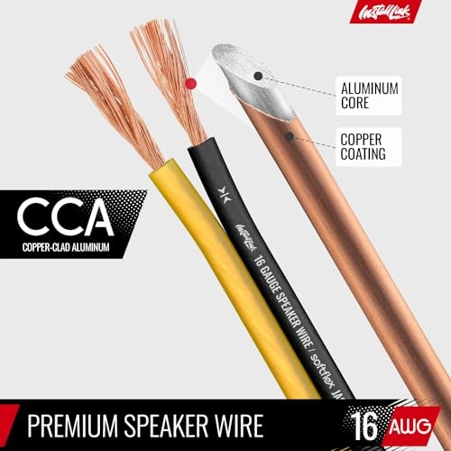 Install Link 16 AWG Gauge Speaker Wire Cable Stereo, Car or Home Theater, CCA (100 Feet)