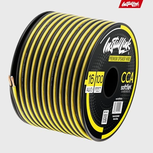 Install Link 16 AWG Gauge Speaker Wire Cable Stereo, Car or Home Theater, CCA (100 Feet)