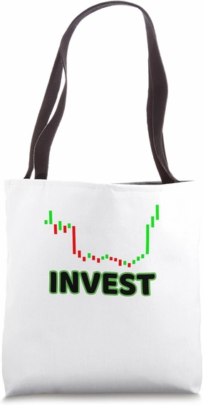 Invest Word With Green And Red Chart Bars Investor Investing Tote Bag