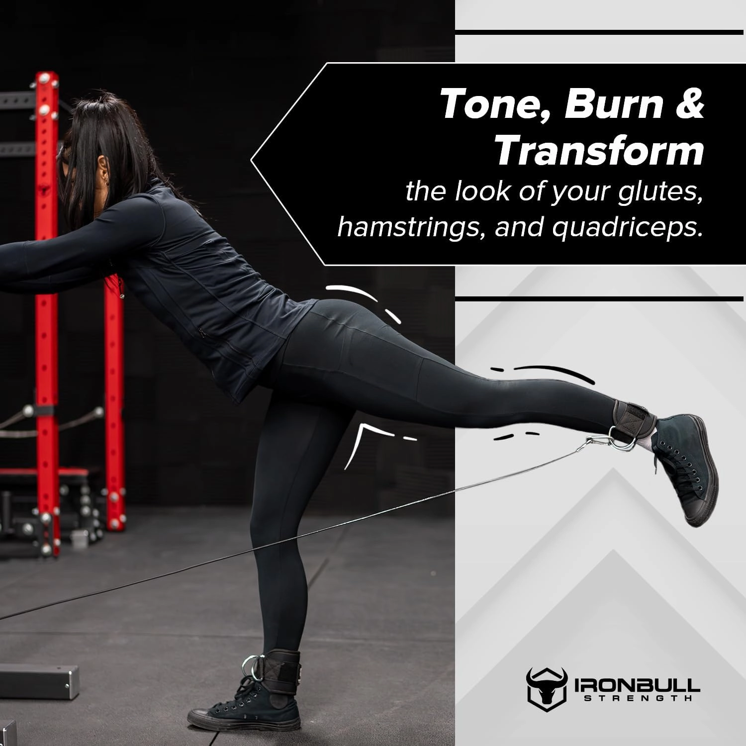 Iron Bull Strength Women's Ankle Strap for Cable Machines & Resistance Bands: Gym & Home Workout Cuff Attachment for Leg Extensions, Kickbacks, Hip Abductors - Booty Exercises