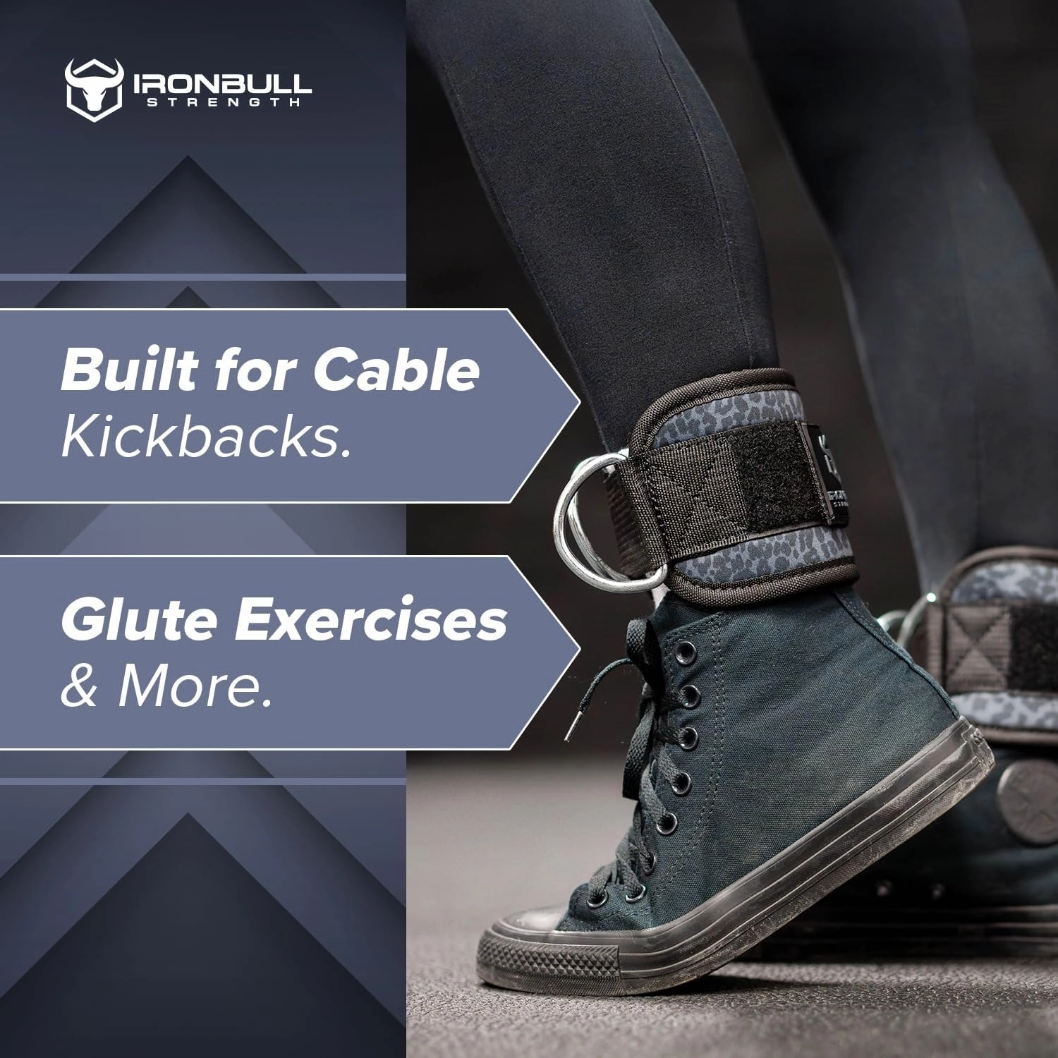 Iron Bull Strength Women's Ankle Strap for Cable Machines & Resistance Bands: Gym & Home Workout Cuff Attachment for Leg Extensions, Kickbacks, Hip Abductors - Booty Exercises