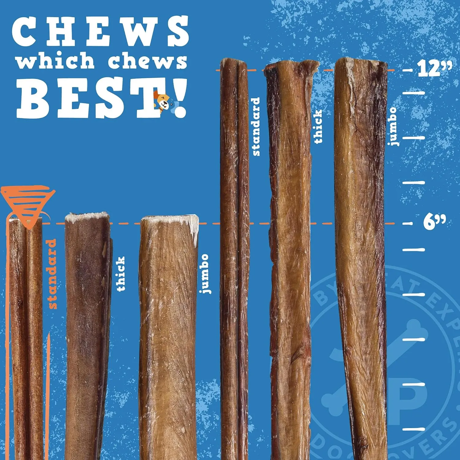 Jack&Pup 6-inch Bully Sticks for Medium Dogs (25 Pack) All Natural Beef Pizzle, Long Lasting Dog Chew, Odor Free