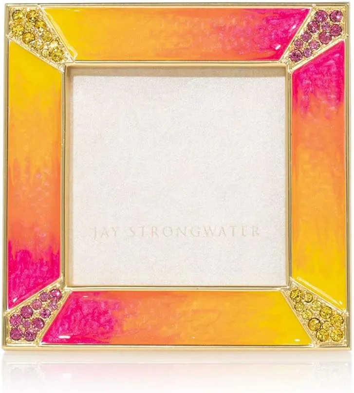 Jay Strongwater Leland Electric Pink Pave Corner 2" Square Frame #SPF5130216