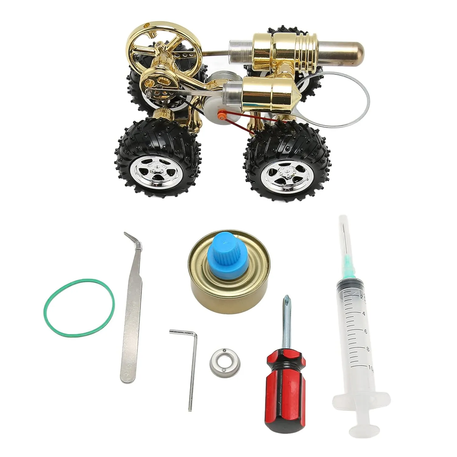 Jeanoko Stirling Engine, Exquisite Appearance Mini Stirling Engine Science Experiment Car Toy Rustproof Lifelike for Adults