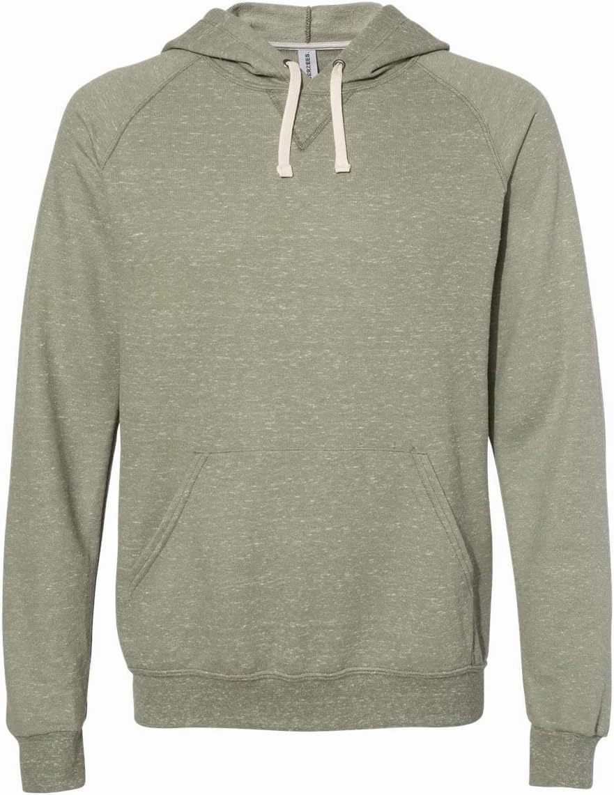 Jerzees Adult 7.2 oz., Snow Heather Raglan Hood L MLTRY GRN SNW HT