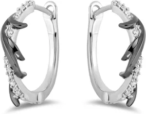 Jewelili Enchanted Disney Fine Jewelry Maleficent Diamond Earrings in Sterling with Black Rhodium and Diamonds 1/10 CTTW