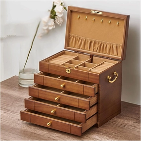 Jewelry Organizer Jewelry Boxes Organizer for Women Vintage Jewelry Case with Drawers and Large Wooden Jewelry Organizer for Necklaces Earrings Watches Jewelry