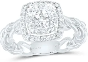 Jewels By Lux 14kt White Gold 5/8 Cttw Diamond Ana M Cushion Bridal Wedding Engagement Anniversary Ring, Women Size: 5-9