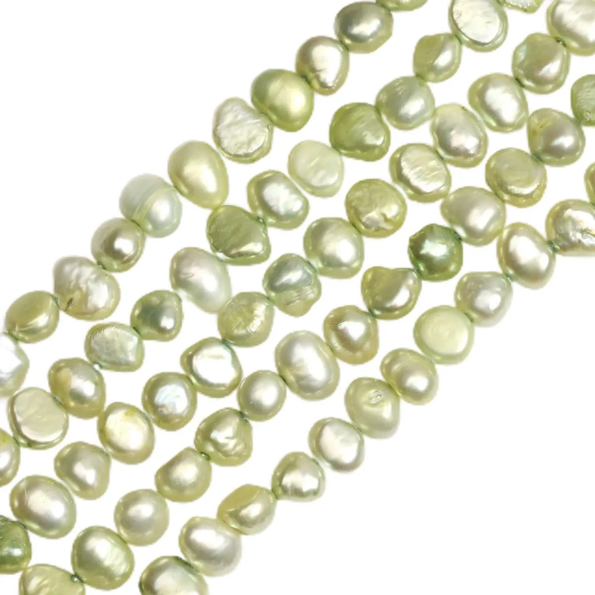 JOE FOREMAN 6-7mm Freshwater Cultured Pearl Semi Precious Stone Freeform Green Loose Beads for Jewelry Making DIY Handmade Craft Supplies 15" Dyed Color