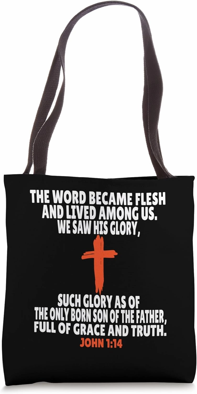 John 1:14 Bible Verses Scripture Tote Bag