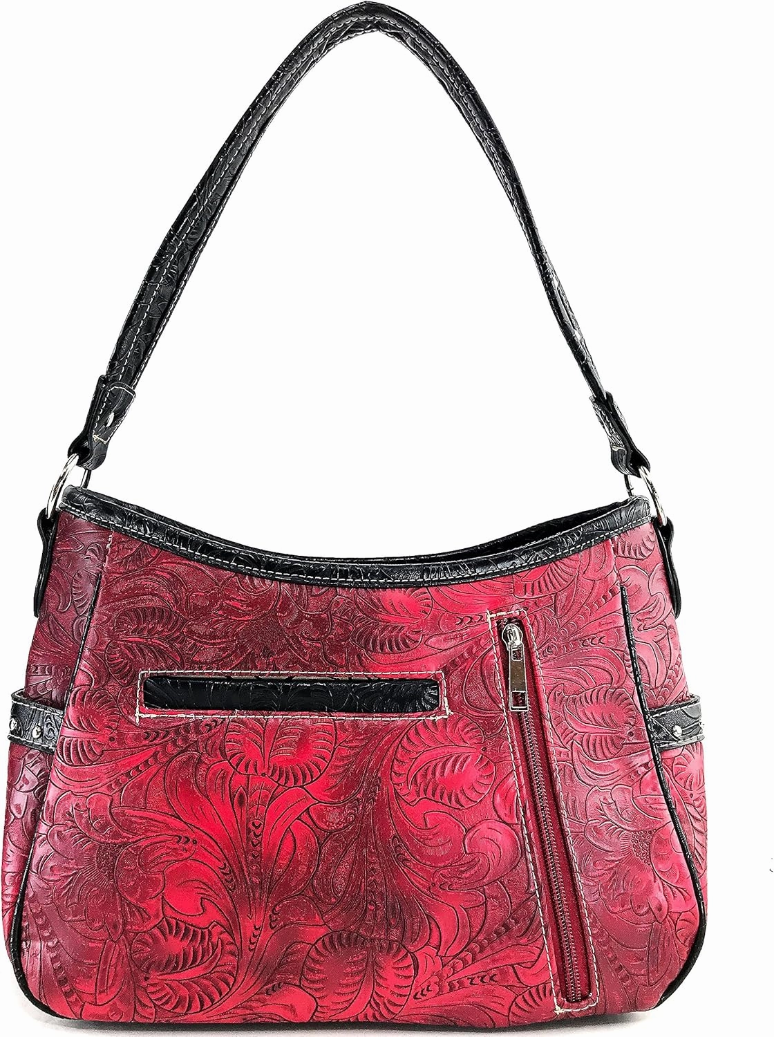 Justin West Cowgirl Leather Cut Concealed Carry Feather Concho Country Vintage Western Handbag Purse Wallet Set