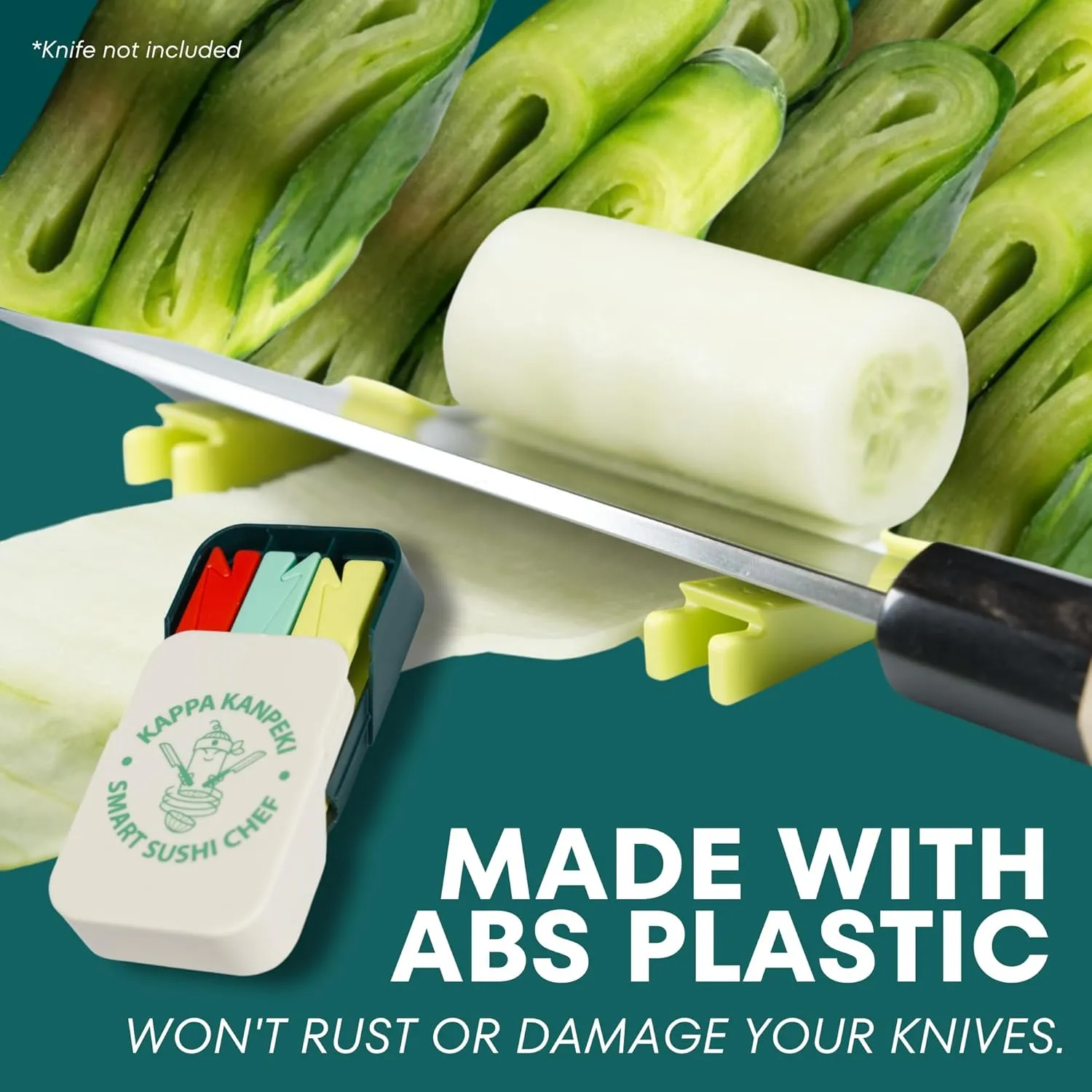 Kappa Kanpeki - Adjustable Vegetable Slicer for Kitchen, Cucumber Slicer, Sushi Cutter & Peeler Set, Trimming with 1mm, 2mm, 3mm Wedges (Kappa Kanpeki - Full Set (1mm, 2mm, and 3mm))
