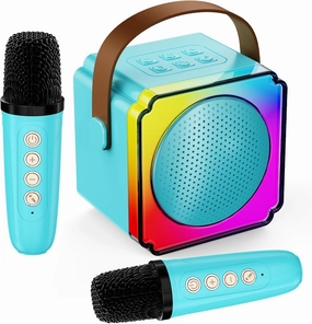 Karaoke Machine, Portable Bluetooth Speaker with Wireless Microphones for Kids Adult, Birthday Family Party Gifts Toys for Toddler Girls Boys 3 4 5 6 7 8 9 10 11 12  Year Old